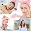 Casoty 4 Pcs Pink Spa Headband, Make Up Essentials for Women, Soft Coral Fleece Face Wash Headband, Skincare Headbands, Makeup Headband for Face Washing Shower Skin Care Yoga