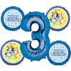 Anagram Bluey 3rd Birthday Party Supplies 5pc Foil Balloon Bouquet