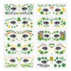 Aularso 10PCS St. Patrick’s Day Tattoos Irish Face Tattoo Stickers Glow Shamrock Temporary Tattoos Irish Pattern Accessories for Party Favors Supplies (Green-C)