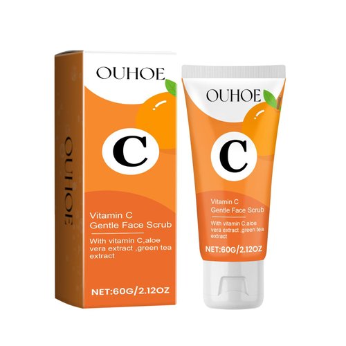 Vitamin C Gentle Face Scrub,Vitamin C Gentle Facial Cleanser,Brightening Daily Face Exfoliator for All Skin Types,Softens & Smooths Skin with Vitamin C,Restores Skin and Cleanses Pores (2 counts)