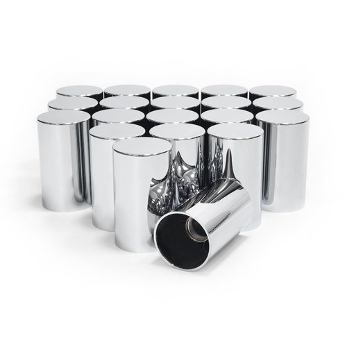 Grandroad auto 20 Pack Lug Nut Covers, 33mm by 3-1/2" Thread On Flat Top Cylinder Nut Cover Caps ABS Chrome Plastic Anti-Rust Screw-on Lug Nut Covers for Semi Trucks Trailers