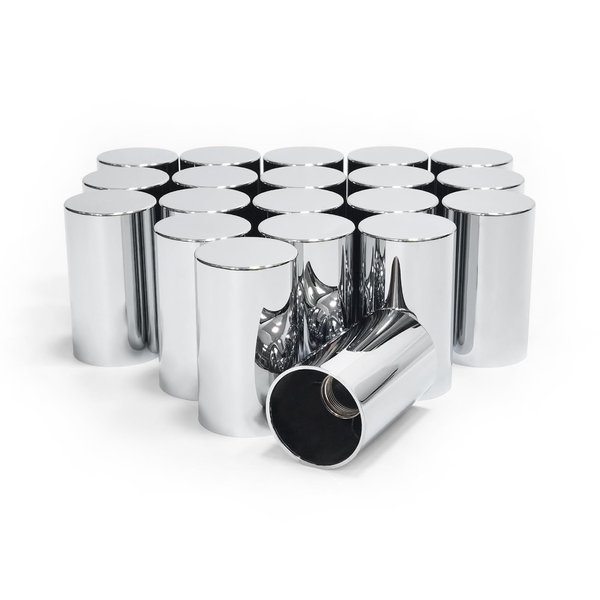 Grandroad auto 20 Pack Lug Nut Covers, 33mm by 3-1/2" Thread On Flat Top Cylinder Nut Cover Caps ABS Chrome Plastic Anti-Rust Screw-on Lug Nut Covers for Semi Trucks Trailers