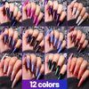 Teenitor Long Press On Nails, Chrome Press On Nails, 288pcs Long Coffin Ballerina False Nails, 12 Colors Full Cover Glue On Nails Holographic Metallic Mirror