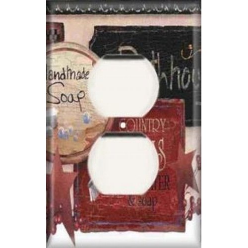 SnazzySwitch Baths Decorative Outlet Cover - Single Duplex Receptacle Wall Plate