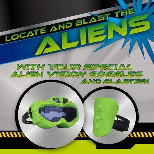 Fotorama Alien Vision Action Game New Version, Shoot Roaring Aliens, Wrist Blaster, Space Goggles, Indoor, Outdoor & Dark Play, Hand-Eye Coordination, Motor Skills, Fun Challenging Games for Kids