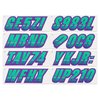 STIFFIE Techtron Seafoam Green/Purple 3" Alpha-Numeric Registration Identification Numbers Stickers Decals for Boats & Personal Watercraft