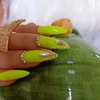 ZYBUXY light green press on nails luxury gem Crystal diamond False Nails long Stiletto Stick Fake Nails 24pcs wedding nails for bride