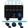 Kohree 5 Gang Rocker Switch Panel 12V Waterproof Toggle Switch Panel Led Aluminum Digital Voltmeter Display QC 3.0 Dual USB Charger Port DC 12/24 Volt Socket for RV Boat Car Vehicles Truck Marine