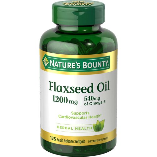 Nature's Bounty Flaxseed and Omega 3, Dietary Supplement, Supports Cardiovascular Health, 1200mg, Softgels, 125 ct