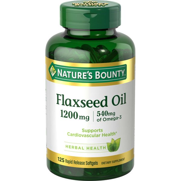 Nature's Bounty Flaxseed and Omega 3, Dietary Supplement, Supports Cardiovascular Health, 1200mg, Softgels, 125 ct