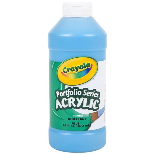 Crayola Portfolio 1 Pint Squeeze Bottle Non-Toxic Acrylic Paint, Brilliant Blue