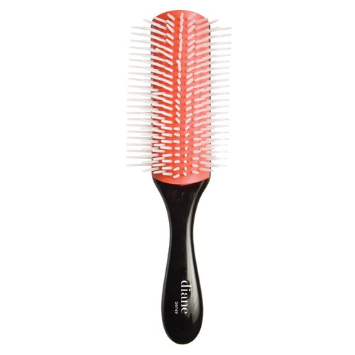 Diane Pro Nylon Pin Styling Hairbrush for Detangling, Separating, Shaping, and Defining Wet or Curly Hair, Heat-Resistant, Anti-Static, Hair Care Essential, Black/Red