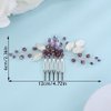 JWICOS Purple Wedding Hair Comb Clip Leaf Hair Comb for Bride Handmade Wedding Purple Crystal Side Comb for Women Party Special Occassion