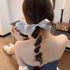 2 Pcs Bow Telephone Wire Hair Bands Spiral Hair Ties No Damage Silver Bows Braided Phone Cord Headband Hair Tie Y2K Ponytail Holders Ribbon Bowknot Beads Hairties Coil Hair Ties Cute Hair Accessories