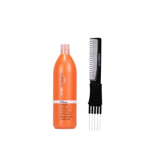kuss Inebrya Ice Cream Dry-T Shampoo (33.8 oz) with Teasing Comb Pack of 1