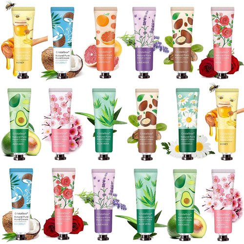 CRISTALBOX 18 Pack Hand Cream Gift Set, Hand Lotion for Dry Cracked Hands, Bulk Hand Lition Moisturizing Hand Cream Travel Size Hand Lotion for Women Mom Girls Her Wife Grandma