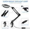 LANCOSC 5X Magnifying Glass with Light and Stand, 3 Color Modes Stepless Dimmable, 8-Diopter Glass Lens, Adjustable Swivel Arm, LED Magnifier Desk Lamp for Close Work, Repair, Crafts, Reading - Black