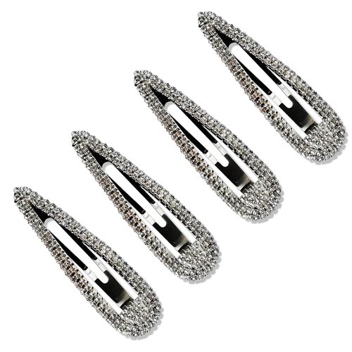 4 Pcs 2.36 Inch Rhinestone Hair Clips,Snap Hair Clips,Silver Hair Clips,Rhinestone Hair Accessori...