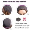 LYOLKSER hair human wigs short curly wig with bangs 100% brazilian virgin human hair no lace front wigs brown highlight 4/27 human wig glueless wig 12 inch