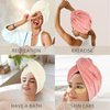 MaopaoBeauty Super Absorbent Hair Towel Wrap for All Hair Long&Thick Hairs Turban Head Wrap with Pineapple Plaid Design Hair Towel Wrap for Women(Beige&Light Pink)