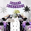 Black Purple Birthday Decorations for Women Girls Men, Purple and Silver Party Decorations Happy Birthday Backdrop Banner Confetti Star Silver Black Purple Balloons Arch Tablecloth Party Supplies