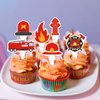 12 Pcs Fire Truck Cupcake Toppers, Firetruck Theme Birthday Baby Shower Party Decorations, Fireman Birthday Decors, Fire Engine Rescue Theme Party for Kids