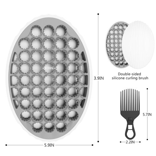 AEARY Curling Hair Brush Set with a Comb, Silicone Curl Brush for Men Women, Twist Brush for Afro Curls, Washable and Durable, Two-Sided Use (Gray, 1 Pcs)