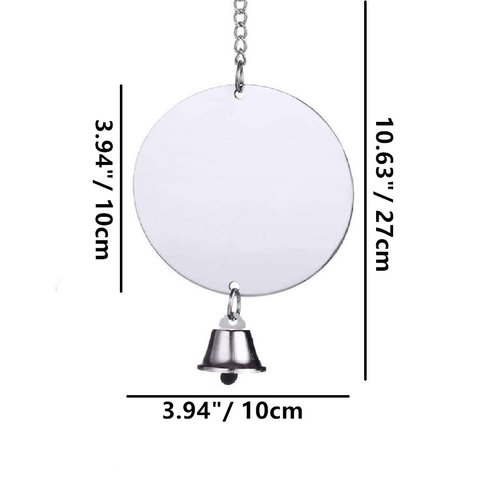 Bird Mirror Toy with Bell Swing Hanging Ringer Leather Mirror Toy Parrot Cage Accessories Decoration for Small and Medium Parakeet Cockatiel Finch Lovebird Conure Budgie Cockatoo African Grey (E)