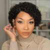 Pixie Kinky Curly Human Hair Wig Short Pixie Cut Curly Wigs For Black Women Natural Black Wigs Human Hair Short Glueless Wig Brazilian Full Machine Made Wig Side Part None Lace Wigs Ready To Wear