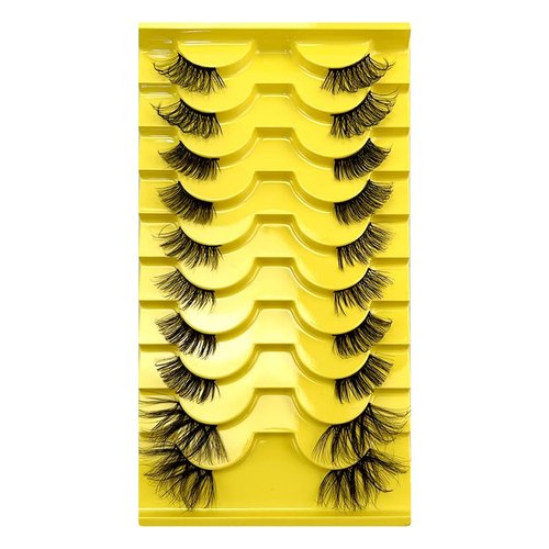 Half Lashes Corner False Eyelashes Faux Fluffy Lashes Natural Daily Look Accent Eye Lashes Handmade Soft Reusable 10 Pairs Different Cross Volume Lashes Pack CD20