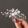 Easedaily Flower Bride Wedding Hair Comb Silver Crystal Bridal Hair Piece Rhinestone Hair Clip Hair Accessories for Women and Girls