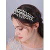 JWICOS Wedding Headband Crystal Tiara Bridal Headpieces for Bride Pearl Hair Vine Wedding Hair Accessories for Party Prom Bride Women (Silver)