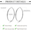 ORAZIO Stainless Steel Women Hoop Earrings Cute Huggie Earrings Cubic Zirconia Inlaid 50MM (A: Silver-tone)