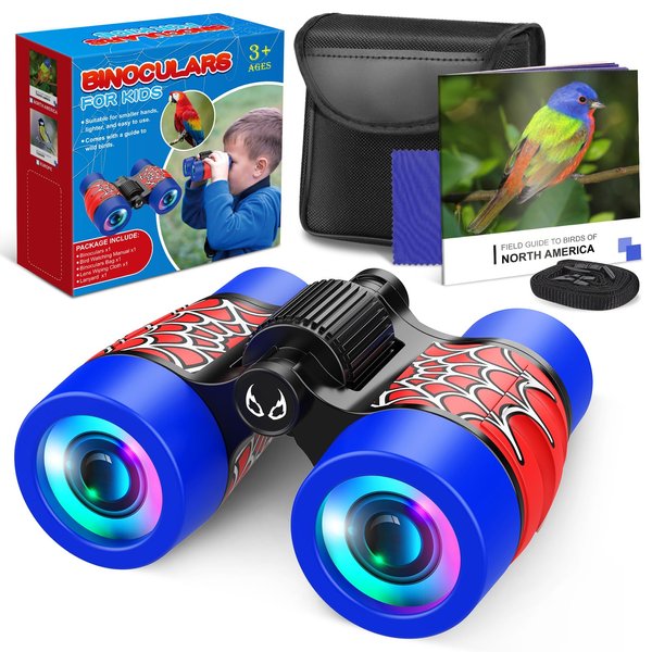 Spider Binoculars Toys for Kids 3 4 5 6 Year Old Boys Girls Toddlers Binoculars Toy Christmas Stocking Stuffers Birthday Gifts Bird Watching Outdoor Camping Adventure Toy for Kid Boy Ages 3-5 4-6