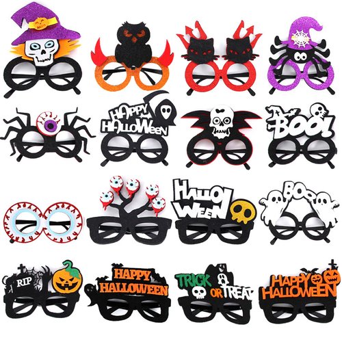 YYMayLsh Halloween Party Supplies, Cute Halloween Headbands and Glasses Set for Kids and Adults, Perfect for Halloween Party Favors (16 Halloween party glasses)