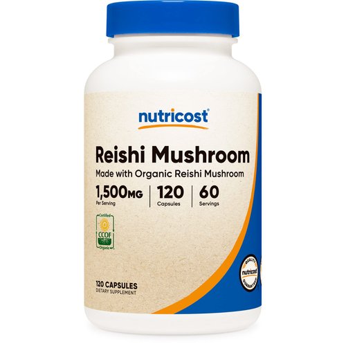 Nutricost Reishi Mushroom Capsules 1500mg, 60 Servings - CCOF Certified Made with Organic Reishi Mushroom, Vegetarian, Gluten Free, 750mg Per Capsule, 120 Capsules