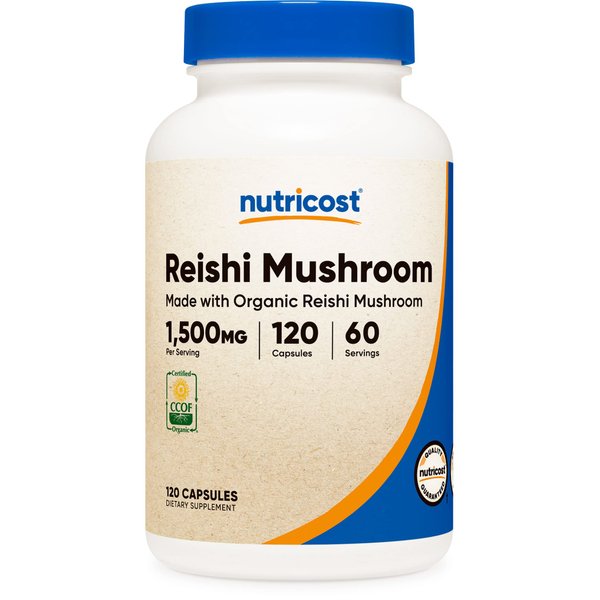 Nutricost Reishi Mushroom Capsules 1500mg, 60 Servings - CCOF Certified Made with Organic Reishi Mushroom, Vegetarian, Gluten Free, 750mg Per Capsule, 120 Capsules
