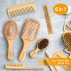 BestFire 6 in 1 Hair Brush Set for Men & Women: Bamboo Bristle Hairbrush, Tail Comb, Double Head Comb, 3 Air Cushion Massage Brushes for Scalp Massaging