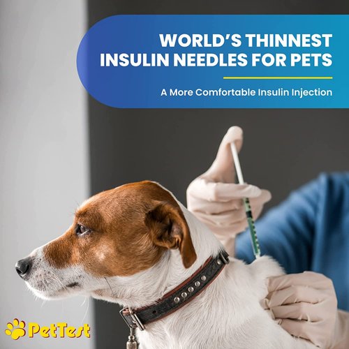 PetTest U-40 Pet Insulin Syringes With Needles - Comfortable Thin 31 Gauge Needles - For Cats & Dogs - Pets Diabetic Supplies - 100 Pack - Thinnest 31G, 5/16" long needle, 1/2cc (0.5cc) Volume