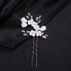 Denifery 3PCS Bride White Flower Wedding Hair Pins Clips Rhinestone Silver Bridal Hair Piece Accessories for Women and Girls (Rose Gold)