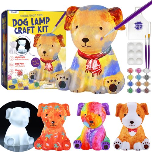 LAOESE Paint Your Own Dog Lamp Kit, Art Supplies Arts & Crafts Kit, Painting kit for Kids 6-12, Arts and Crafts for Kids Ages 8-12, Toys Girls Boy Birthday Christmas Gift Ages 3 4 5 6 7 8 9 10 11 12+