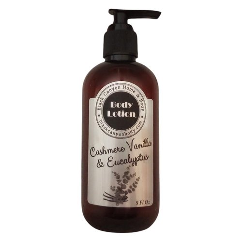 Black Canyon Cashmere Vanilla & Eucalyptus Scented Luxury Body Lotion with Lanolin and Jojoba Oil, 8 Oz