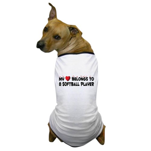 CafePress Belongs to A Softball Player Dog T Shirt Dog T-Shirt, Pet Clothing, Funny Dog Costume