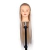 Mannequin Head 26 Inch Training Head Hair Styling Manikin Cosmetology Doll Head with Free Clamp Synthetic Fiber Hair Dressing Salon Training Head Model For Make Up (613)