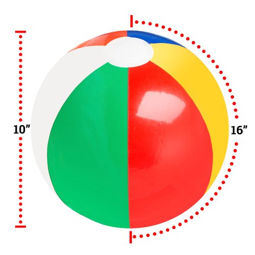 16" Rainbow Color Party Pack Inflatable Beach Balls - Beach Pool Party Toys (12 Pack)