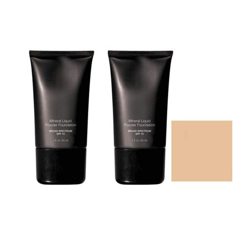 Beauty Deals Mineral Liquid Powder Foundation Broad Spectrum SPF 15 Pack of 2 (Cream Beige)