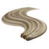 YoungSee Sew in Hair Extensions Real Human Hair Highlight Human Hair Weft Extensions Light Brown with Blonde Highlight Smooth Weft Hair Extensions Real Human Hair no Tangle 20Inch 100G
