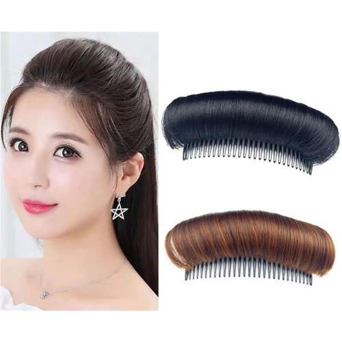 2 Pieces Hair Bun Invisible False Hair Clip Hair Base Comb Charming Bump It Up Fluffy Pad Styling Insert Tool Volume Accessories for Women Girls