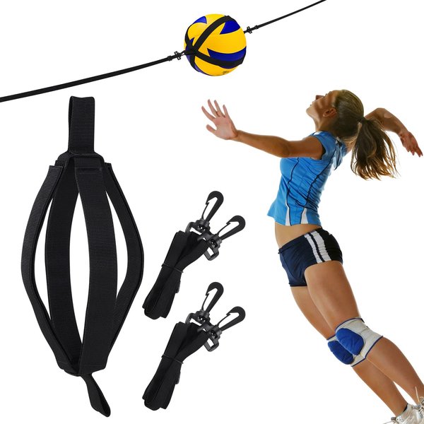 TOBWOLF Adjustable Volleyball Training Aids Equipment, Elastic Volleyball Spike Trainer Strap Solo Volleyball Practicing Serve, Spike, Set, Jump, Pass & Wicked-Fast Arm Speed for Beginners Experts