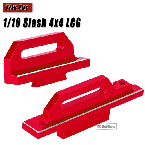 RCHuiWow RC Tall Battery Hold Downs Upgrades Part for 1/10 Slash 4x4 LCG,Alloy Aluminium Battery Holder Mount Hold Down w/Strap,Red